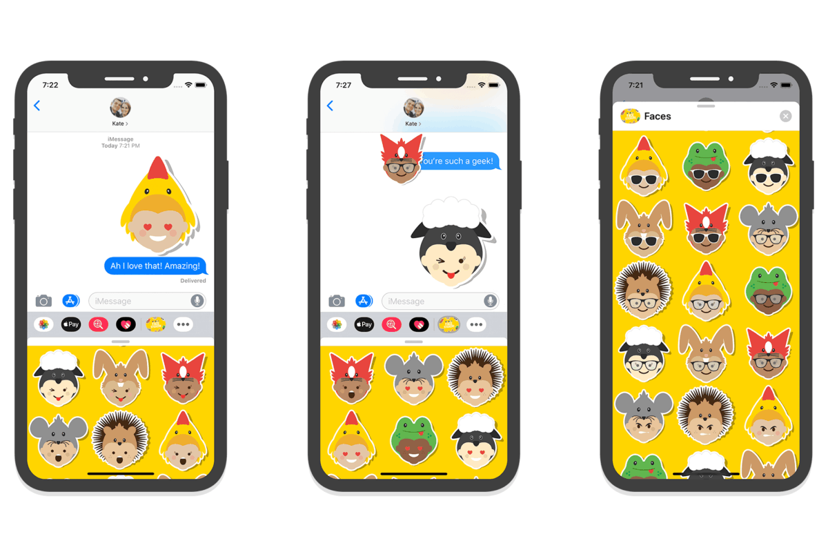 Share the Ibbleobble® love with Faces Stickers for iMessage
