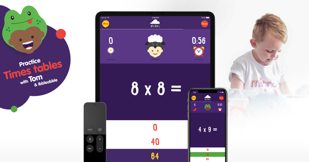 Times tables maths recall game for KS1 KS4 early learners Ibbleobble®